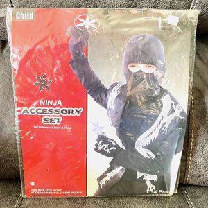 Ninja Child Costume Accessory Kit NEW Hood Mask 3 Stars OSFM Halloween Dress‎ Up
